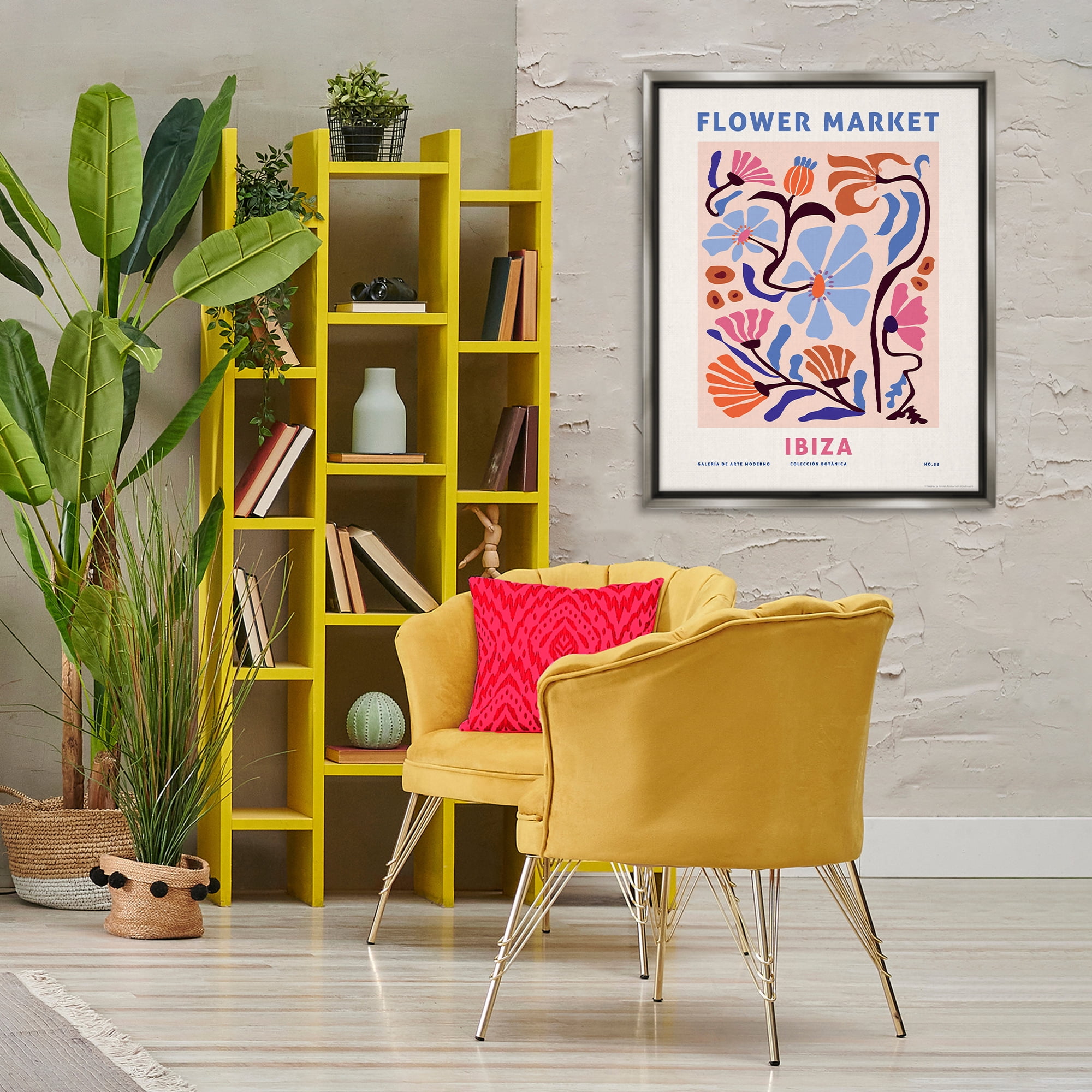Stupell Industries Ibiza Flower Market Plants & Flowers Painting Gray Floater Framed Canvas Art Print Wall Art, 25 x 31