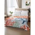 thumbnail image 2 of Boho Ocean Coral Queen Size Flat Sheet, Wrinkleproof & Fadeproof Cooling Flat Bed Sheet Only, Orange Blue Ombre Green Polka Dots Breathable Soft Bedding Top Sheets 90 x 102 Inches, 2 of 8