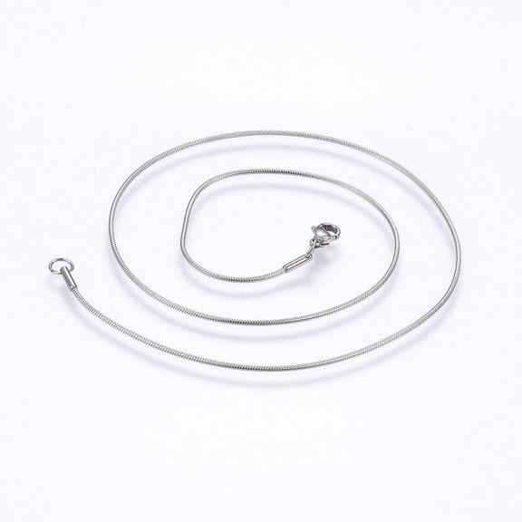 Non-Tarnish 304 Stainless Steel Snake Chain Necklaces with Lobster Claw Clasps Stainless Steel color 20 inch(50.8cm) 1.2mm Stainless Steel