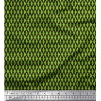 Soimoi Green Viscose Chiffon Fabric Diamond Geometric Printed Craft Fabric by the Yard 42 Inch Wide
