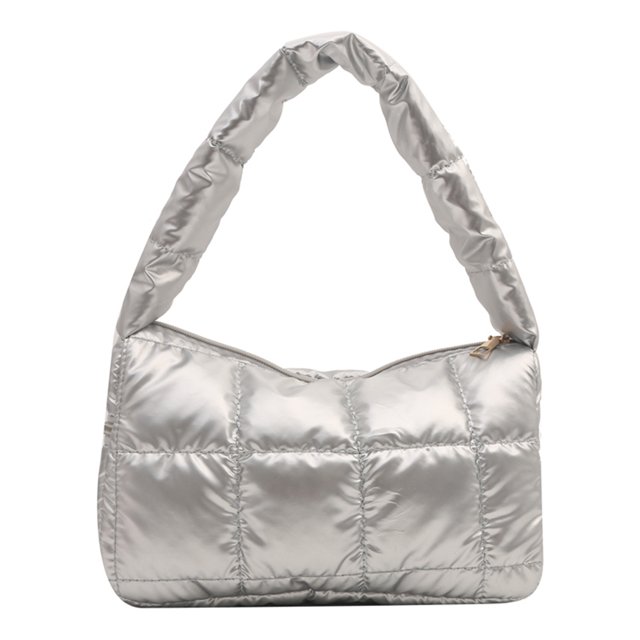 Bolso acolchado a la moda para mujer, bolso Hobo acolchado de PU de gran capacidad con entramado de diamantes, bolso con asa de calidad suave de Color sólido