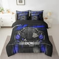 thumbnail image 2 of Erosebridal Fast Car Bedding Sets Twin Size,Black Blue Comforter Sets with Sheets,Car Theme Bed in a Bag Twin size,Microfiber Geometric Room Decorative,Reversible,7pcs, 2 of 6