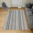 thumbnail image 2 of Striped Turkish Area Rug, Blue Purple Teal Aqua Lavender Colored Vertical Stripes Geometric Abstract Vintage, Carpet for Living Room Decor with Distressed Look, 5.2' X 7.6', Pale Blue, by Ambesonne, 2 of 4