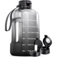 thumbnail image 1 of Aquafit Botella De Agua De 128 Oz Con Marcador De Tiempo – Tapa Con Pajita Y Chupete – Botella De Agua De Gimnasio De 1 Galón Sin Bpa Con Asa – Jarra Grande De Un Galón (Gris Medianoche 128 Onzas), 1 of 5
