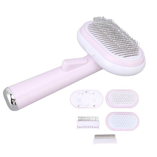 Ensemble de Brosse de Toilettage pour Animaux de Compagnie, Poignée Confortable une Épilation Bouton Brosse Auto Slicker Réutilisable pour Chien et Chat pour Chaise pour Voiture Rose 5 en 1