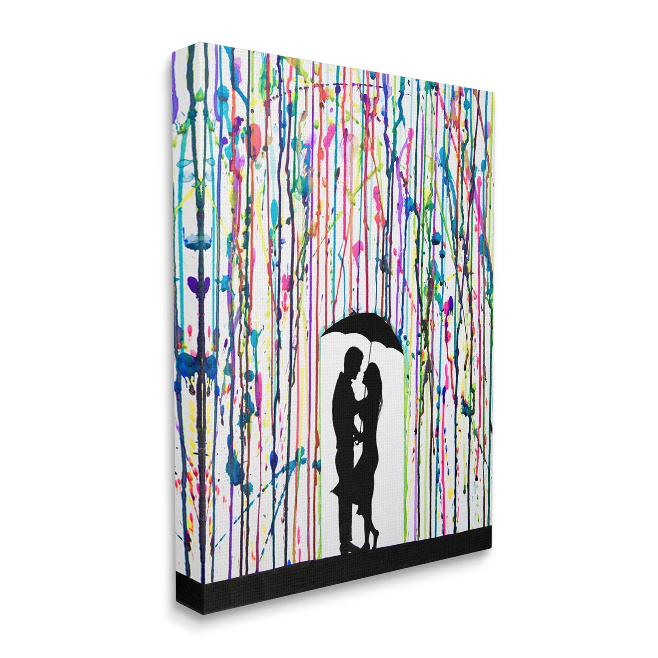 Modern Romantic Rainfall Silhouette Abstract Graphic Art Gallery Wrapped Canvas Print Wall Art