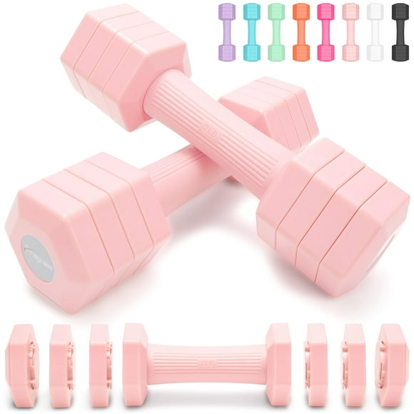 Juego de mancuernas ajustables Fragraim 4 en 1 de 4,5 kg, color rosa