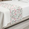 thumbnail image 2 of Flamingo Bed Runner, Pastel Hand Drawn Palm Banana Leaves and Tropical Bird Animal Silhouettes, Decorative Accent Bedding Scarf for Hotels Homes and Guestrooms, Queen, Peacock Green Pink, by Ambesonne, 2 of 2