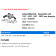 thumbnail image 2 of Exhaust Manifold - Compatible with 1987 - 1995, 1997 - 2002 Jeep Wrangler 2.5L 4-Cylinder 1988 1989 1990 1991 1992 1993 1994 1998 1999 2000 2001, 2 of 2