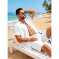 thumbnail image 3 of RICHCOIN Mens 2 Piece Outfit Summer Beach Short Sleeve Button Down Shirts and Shorts Vacation Sets for Men, 3 of 7