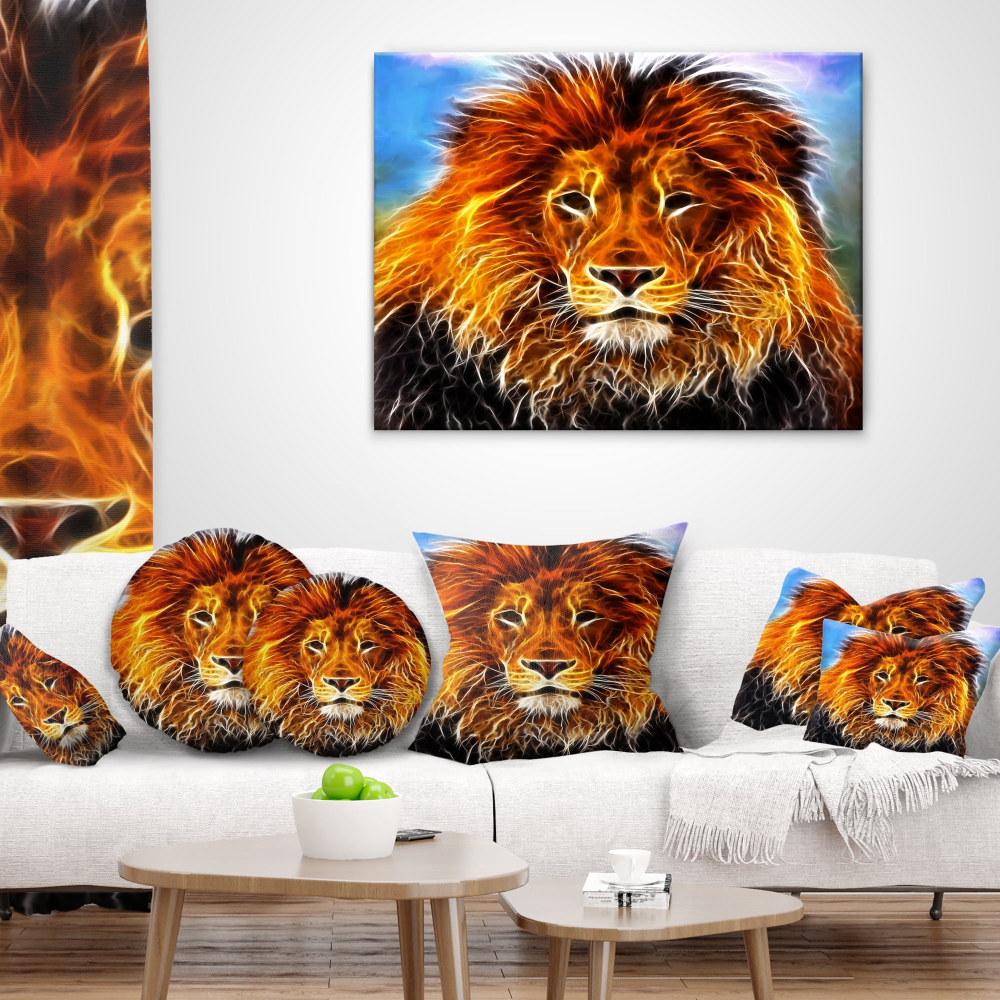 Designart Drawing of the King of Jungle - Animal Throw Pillow - 18x18