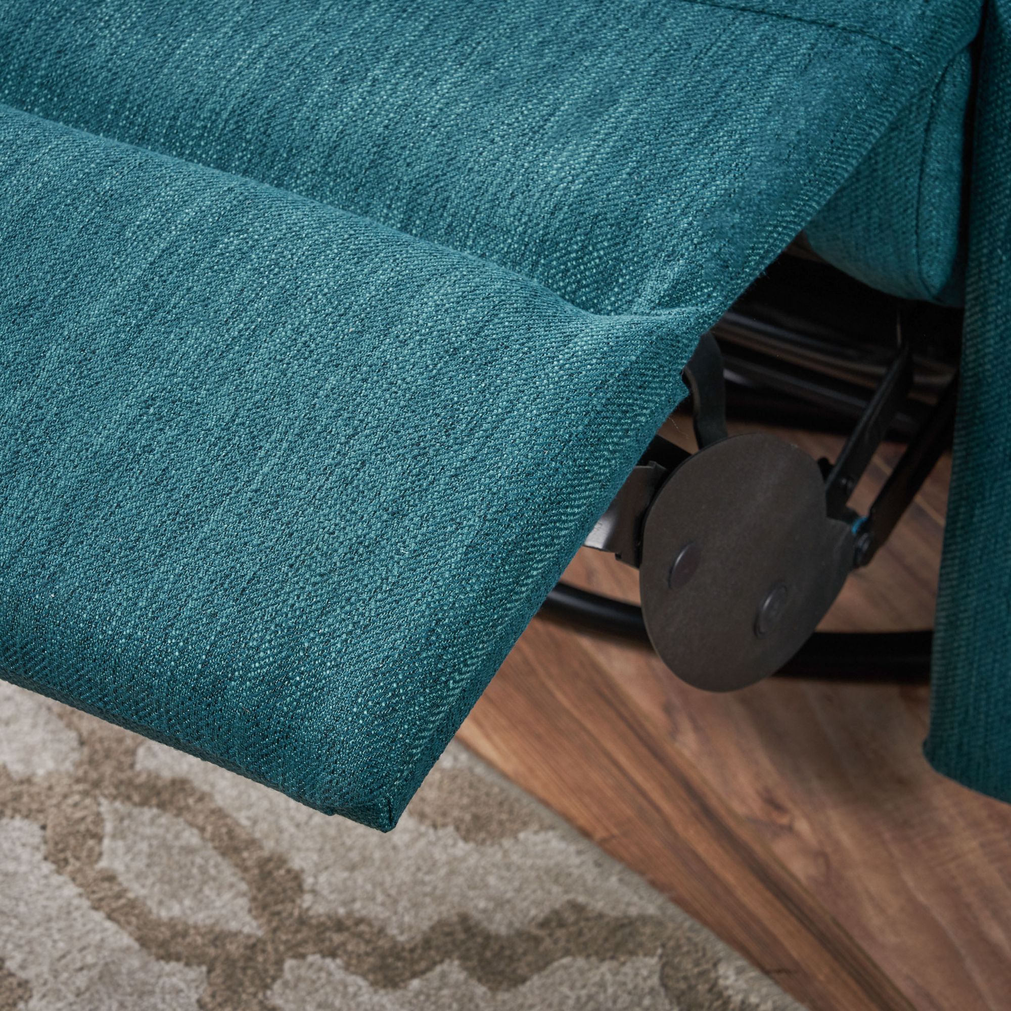 Noble House Warren Standard Fabric Glider Swivel Push Back Nursery Recliner, Blue