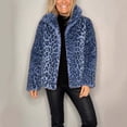 thumbnail image 3 of Women's Leopard Print coat, Casual Fashion Lapel Mid Length Jacket, Winter Warm coat, 3 of 9