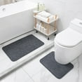 thumbnail image 1 of Velvet Carpet Two Sets Of-shaped Water-proof Non-slip Mat Bathroom Non-slip Mat Bathroom Toilet Base Side Mat, 1 of 7