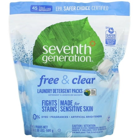 Seventh Generation Free Clear Laundry Detergent Packs Fragrance Free 45 count