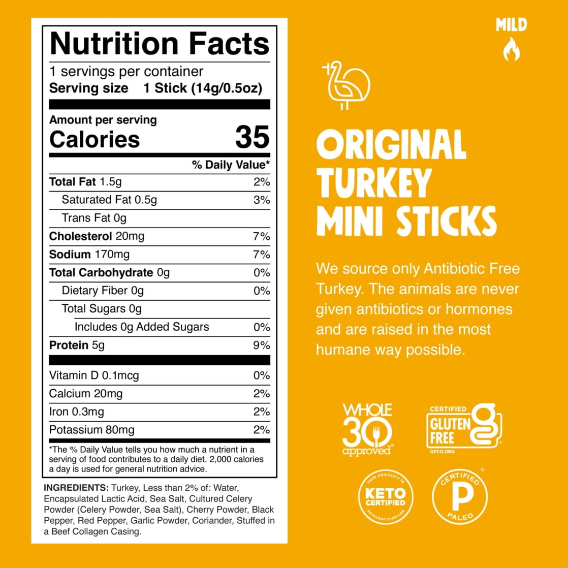 (5 pack) Chomplings Antibiotic Free Original Turkey Mini Jerky Snack Sticks (6 Count)