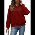 thumbnail image 1 of Sudadera de Cuello en V de Gran Tamaño para Mujer, Sudadera de de Larga, Sudadera con Capucha, Top Cómodo. Vino Tinto L, 1 of 10