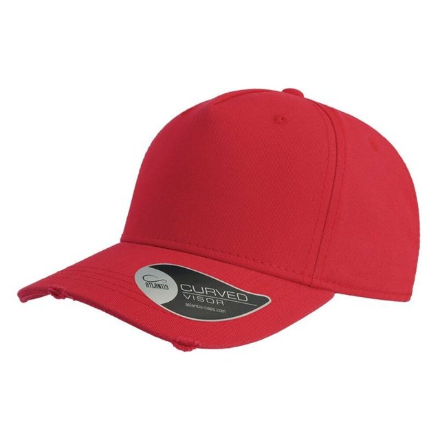 Atlantis - Gorra de 5 paneles con visera estilo cargo modelo Weathered (Rojo)