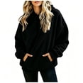thumbnail image 3 of Womens Oversized Hoodies Pullover Sweatshirts Solid Color Long Sleeve Pullover Sweatshirt Casual Drawstring Hooded Top with Front Kangaroo Pocket, 3 of 6