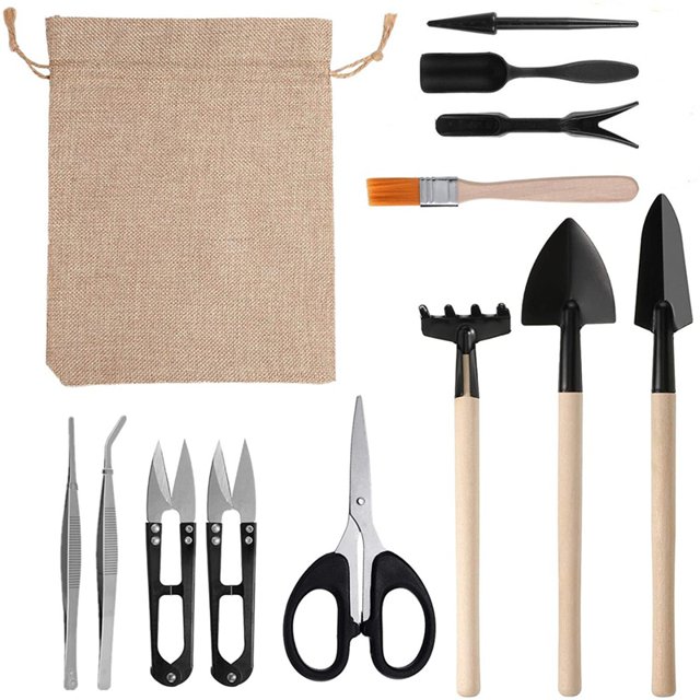 13 Piezas de Herramientas para Plantas Suculentas de Jardín, Minikit de Jardineras para Trasplantes de Bonsáis en Miniatura de Interior, Herramientas para Plántulas