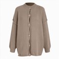 thumbnail image 6 of Towmus Fall Outfits for Women 2025 Fashion Clothes Winter Waffle Knit Clothing Oversized Button Down Shirt, 6 of 7