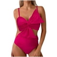 thumbnail image 2 of Guieoi Swimsuit Women Plus Size Summer Padded Tie-Back Bow Cutout Swimsuit, Sexy Fashion Lace Bikini Pink XL, 2 of 4