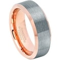thumbnail image 1 of 2-Tone Rose Gold Tungsten Wedding Band Brushed Beveled Men's Tungsten Anniversary Ring JATN742s13, 1 of 3