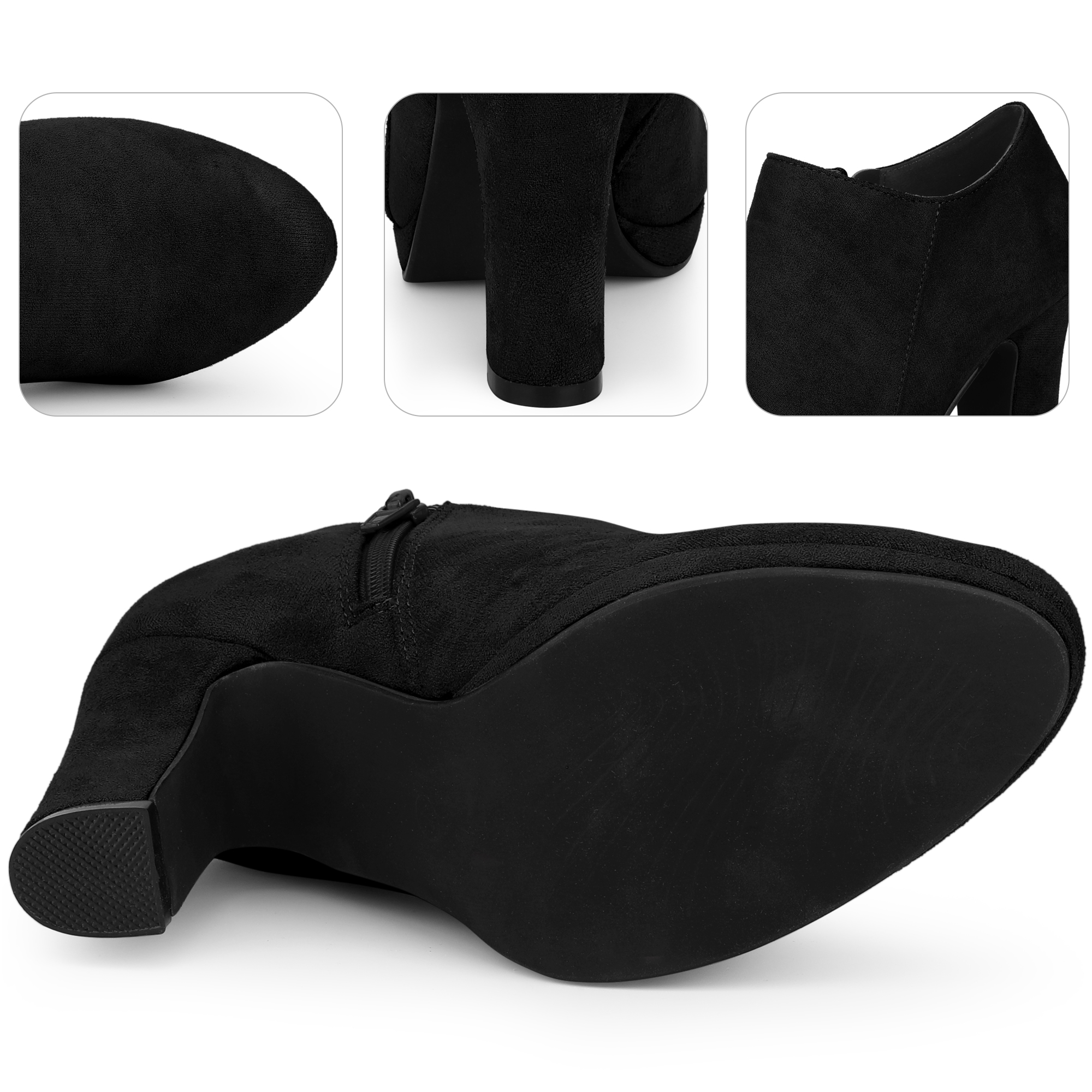 DARING DIVA Round Toe Platform Block Heel Ankle Booties Black 6