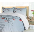 thumbnail image 5 of Ambesonne Rowan Duvet Cover Sets, Bullfinch Birds Branches, 2-King, Dark Brown Pale Blue, 5 of 7