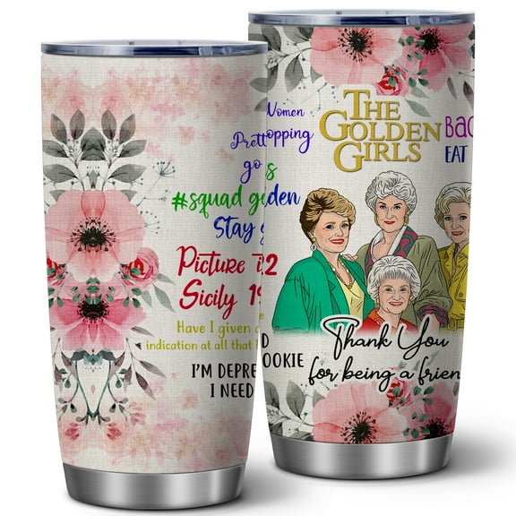 Golden Girls Tumblerwith Lid,Golden Girl Merchandise,20 OZ Insulated Water Bottle Travel Coffee Mug, Goldengirls Gifts for Her,Unique Gift for Women Friend Birthday,1 Pcs
