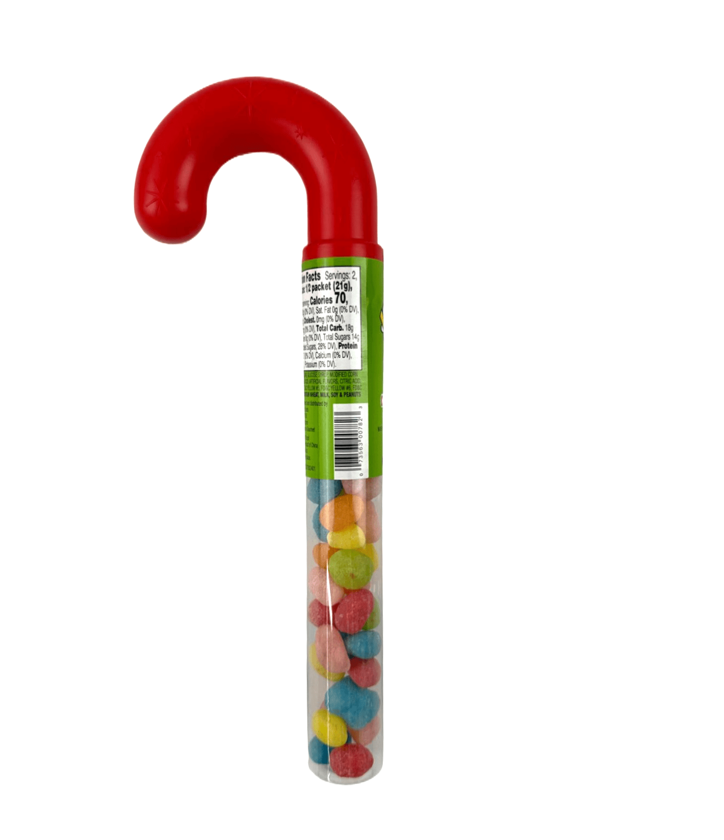 (4 pack) Christmas Candy Cane Tubes, with Warhead Jelly Beans, 1.5 oz