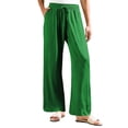thumbnail image 5 of Jxximdong Palazzo Pants for Women, Cotton Casual Loose Pants Comfy Work Pants with Pockets Elastic High Waist Drawstring Pants, Green Womens Casual Trousers, 5 of 6