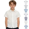 thumbnail image 1 of WENXIAOO Boys Button Down Shirt Casual Comfortable Kids School Uniform Button Down Shirt for Summer, 1 of 1