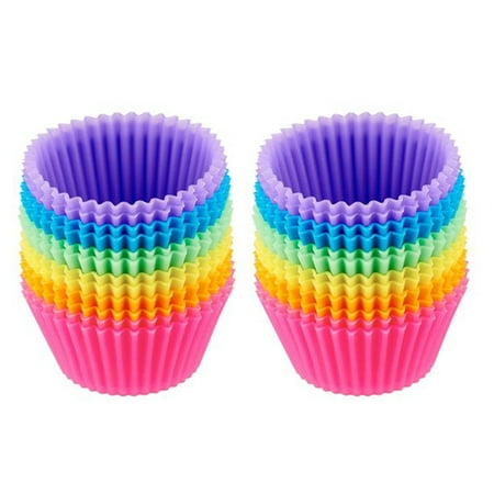 

QZBON Reusable Silicone Baking Cups Muffin Liners - Pack of 24 Multicolor