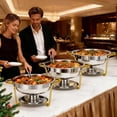 thumbnail image 3 of YXSC Chafing Dishes for Buffet 6 Pack,[Elegant Gold and Silver Colors] 5QT Food Warmers for Parties Buffet Stainless Steel Round Chafing Dish Buffet Set, 3 of 6