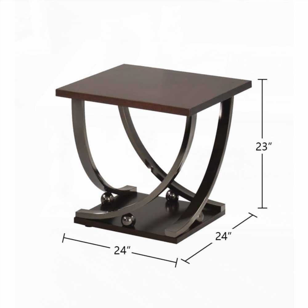 Black Nickel End Table with Bottom Shelf - Compact & Stylish Furniture for Any Space