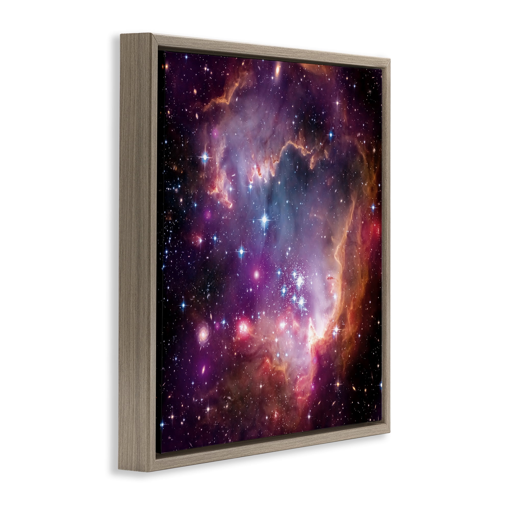 Stupell Industries Cloud Galaxy with Stars Astrology & Stars Painting Brown Floater Framed Canvas Art Print Wall Art, 18 x 18