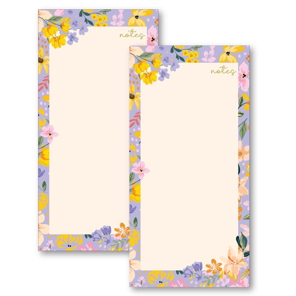 2 PACK MAGNETIC NOTEPADS FOR REFRIGERATOR-Floral Memo Pad, To Do List, 70 Sheets, 4.25x8.5, Orange Flower Notepad, Stationery Gift for Her, Office List Pad, Cute Writing Pad
