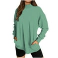thumbnail image 2 of Xcmzpl Womens Sweatshirts Casual Solid Color Crewneck Sweatshirt Athletic Sweater Tops Work Long Sleeve T-shirts Early Fall Fashion, 2 of 7