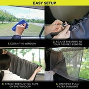 Auto Drive Universal Side Window Suction Cups Grey Curtain Sun Shade 2 Counts , 26 x 19.68