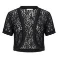 thumbnail image 3 of Women Lace Sheer Mesh Cardigan Cropped Casual Elegant Party Club Summer Cardigans Going Out Outwear Cover Up for Dresses Black XL, 3 of 8