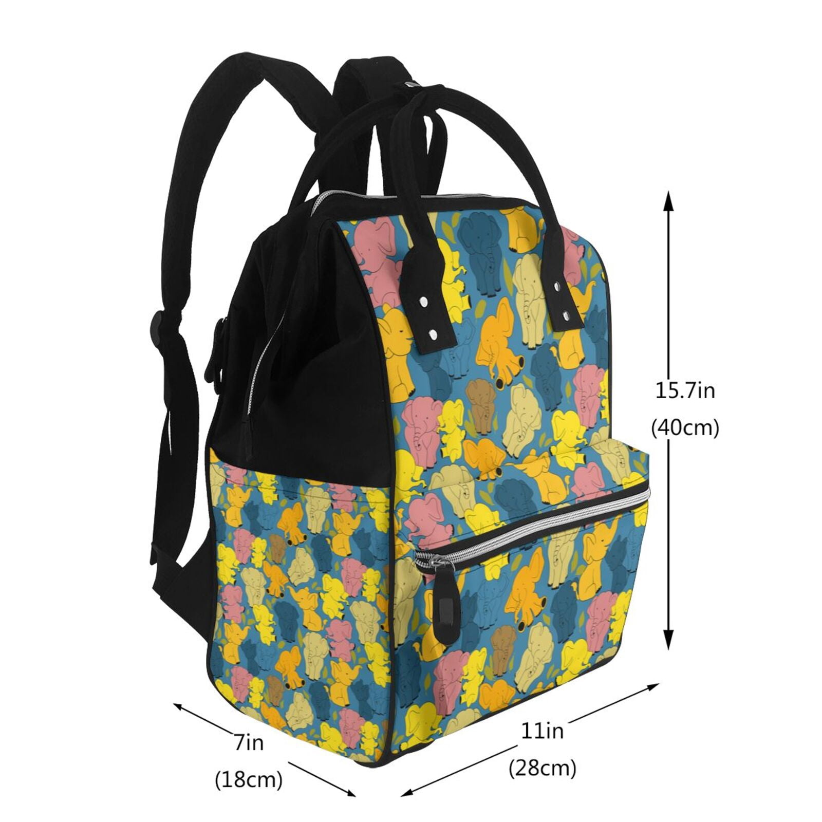Fuzoiu Retro Boho Elephants Print Diaper Bag Backpack,Baby Essentials Travel Tote,Multi function Waterproof Diaper Bag, Travel Essentials Baby Bag - Unisex