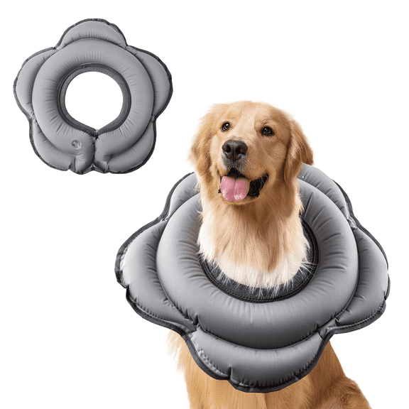 Waxgamo Dog Cone for medium Dogs, Comfortable Inflatable Soft Alternative After Surgery, Elizabethan Donut Collar for Recovery, Different Sizes for Cats, Medium and Small Dogs (L) 