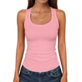 thumbnail image 2 of Womens Tank Tops Scoop Neck Sleeveless Ribbed Tank Summer Basic Thick Strap Slim Fitted Racerback Tops, 2 of 6