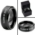 thumbnail image 4 of Tungsten Graduating Class Of 2019 Engraved Love Mom Band Ring 8mm Men Women Comfort Fit Black Step Bevel Edge Brushed Polished, 4 of 4