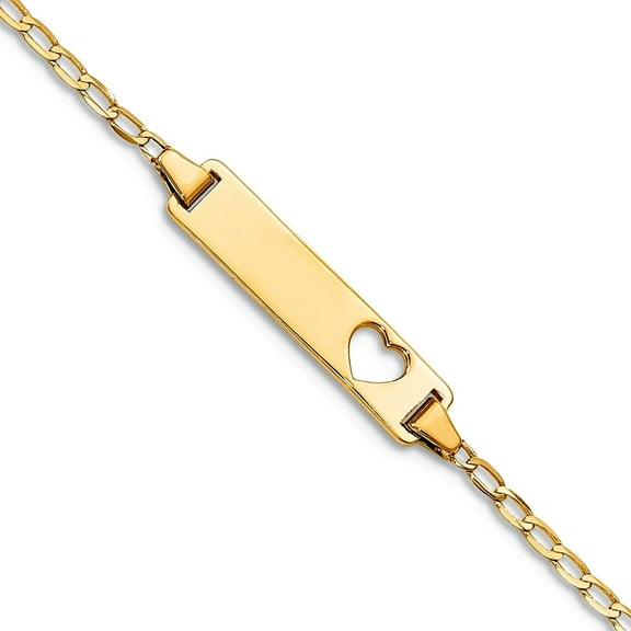14k Yellow Gold Polished Lobster Claw Closure ID Curb Bracelet 6 Inch 5mm Wide Identification Bracelet