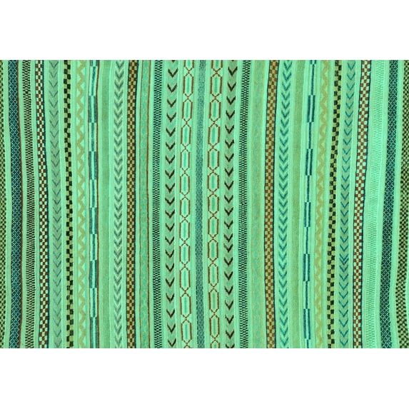 Ahgly Company Machine Washable Indoor Rectangle Abstract Turquoise Blue Modern Area Rugs, 8' x 12'