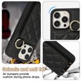 thumbnail image 5 of ELEHOLD Case for iPhone 15 Pro,Detachable Lanyard Crossbody Leather Wallet Case with Ring Holder & Mirror,Black, 5 of 8