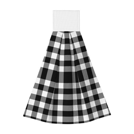 

Disketp White And Black Plaid Hanging Kitchen Towel Tie Towels Tea Bar Dish Cloths Dry Towel for Laundry Room Decor (18*14in)