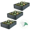 GROWNEER 3 Packs 4 x 3 x 1 Feet Dark Gray Metal Raised Garden Bed with 12 Pcs Garden Stakes, 1 Pair of Gloves and 15 Pcs Plant Labels, Elevated Planter Box for Vegetables, Fruits, Flowers, Herbs